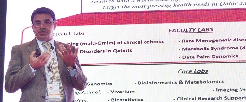 Prof. Khaled Machaca, associate dean for research, speaking at the Gulf Heart Association Conference.