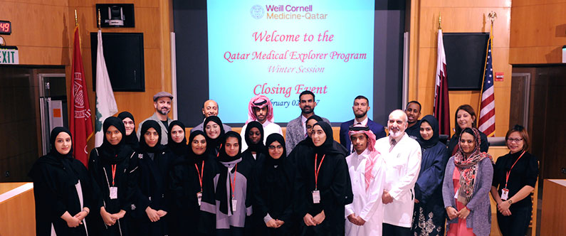 The students, pictured here with WCM-Q faculty and staff, were all nominated by their schools to participate.