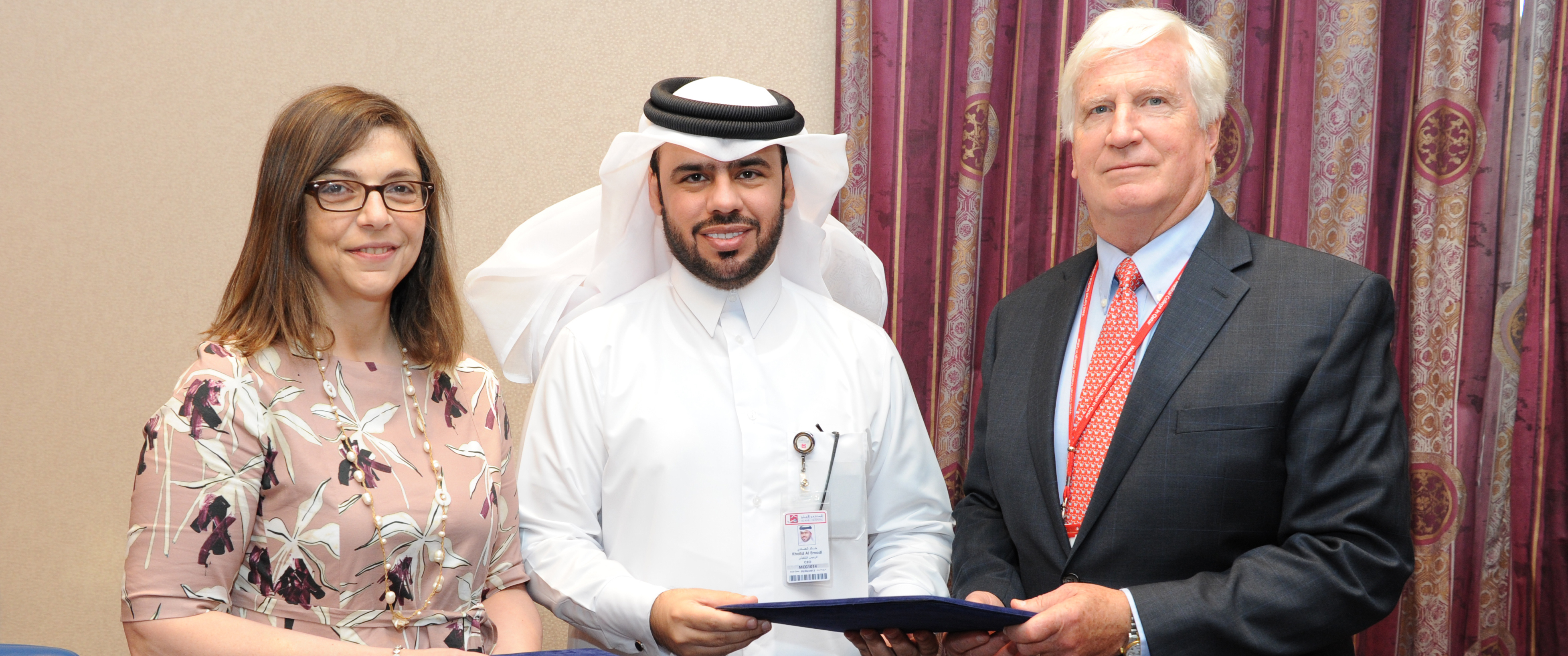 Dr. Thurayya Arayssi, Al Ahli CEO Khaled Emadi, and Dr. Robert Crone.