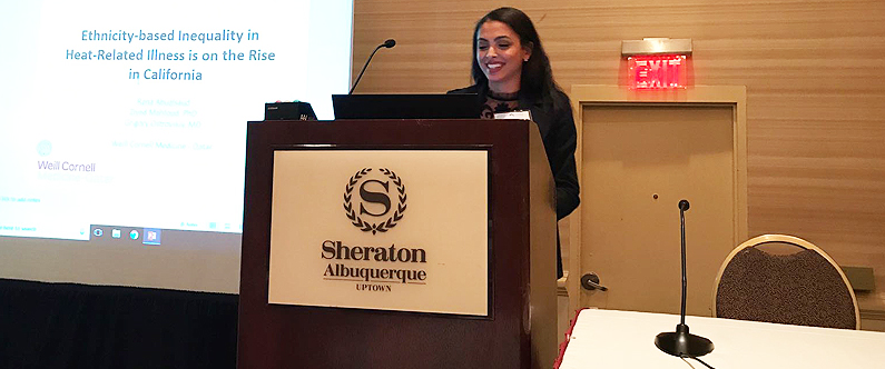 Third-year medical student Rana Abualsaud presenting the team’s research at the Western Regional Meeting of the Society for Academic Emergency Medicine.