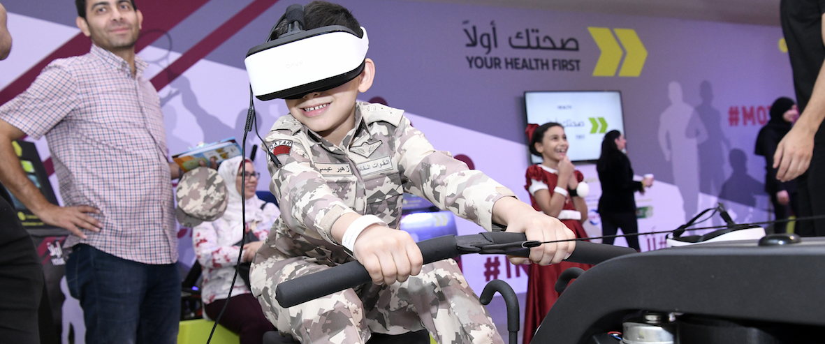 Thousands of people visit the installation at Darb Al Saai to see the new Your Health First virtual reality attractions and learn about healthy lifestyles.