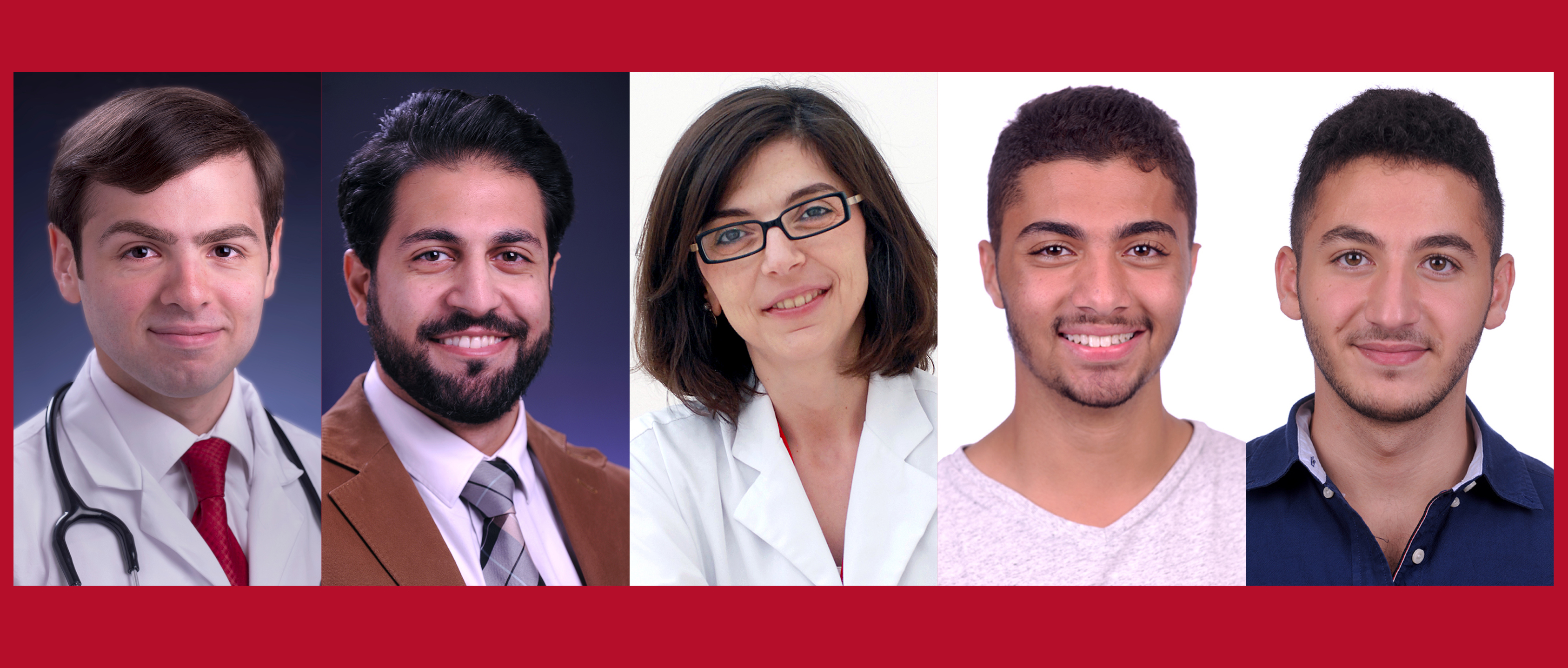 Dr. Karim Bayoumy, Dr. Mohamed Elshazly, Dr. Thurayya Arayssi, Abdallah El Shafy and Omar Mehaimeed.