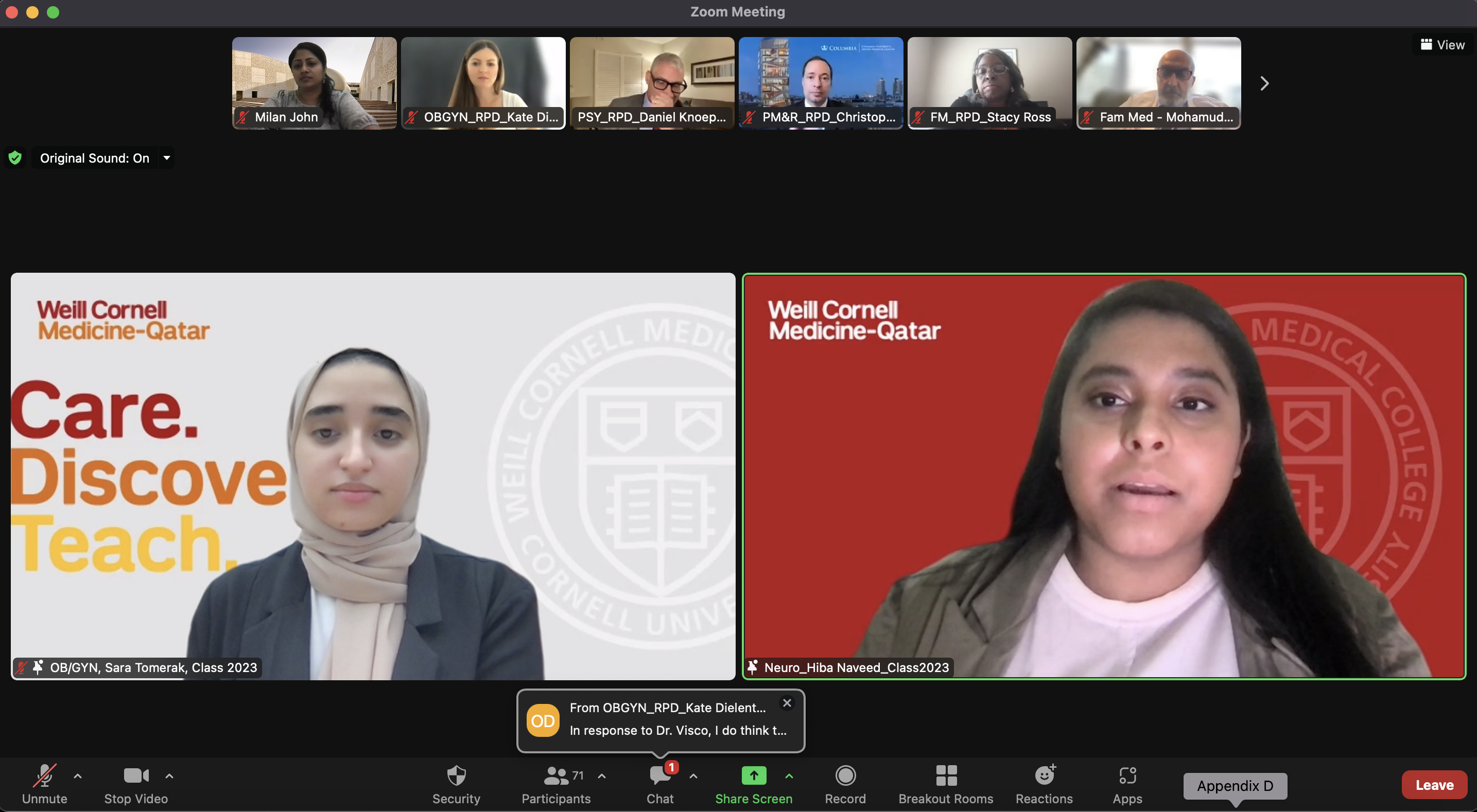 WCM-Q students link with elite US residency program directors