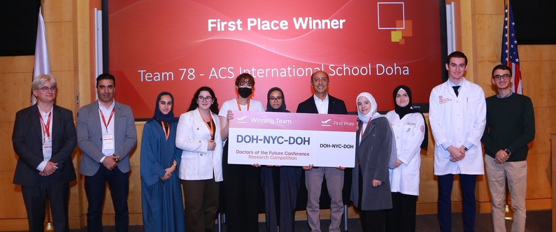 Winners of the research competition of the Doctors of the Future Conference with WCM-Q faculty, staff and students.
