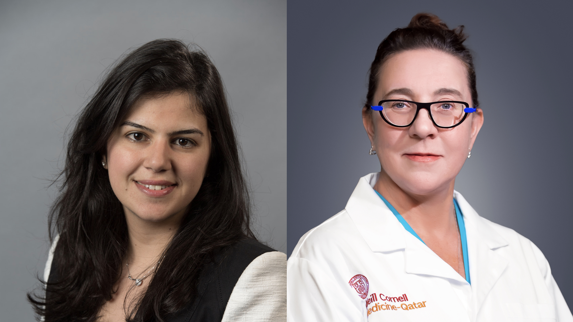 WCM-Q alumnus Dr. Tania Jaber, now a consultant endocrinologist at HMC (left) and Dr. Caitlin Huckell, co-director of the obstetrics and gynecology clerkship at WCM-Q. 