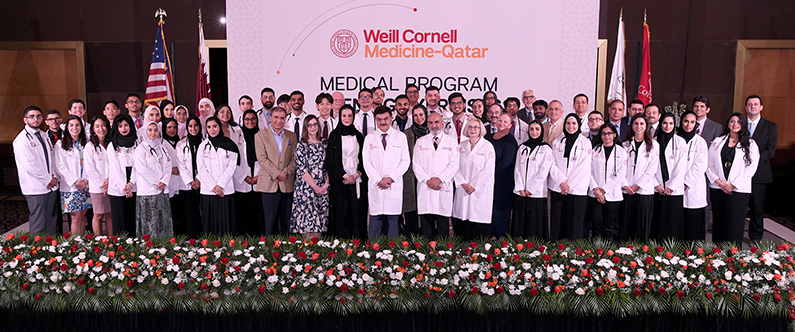 The White Coat Ceremony is the culmination of WCM-Q’s orientation period when new students are welcomed to the college