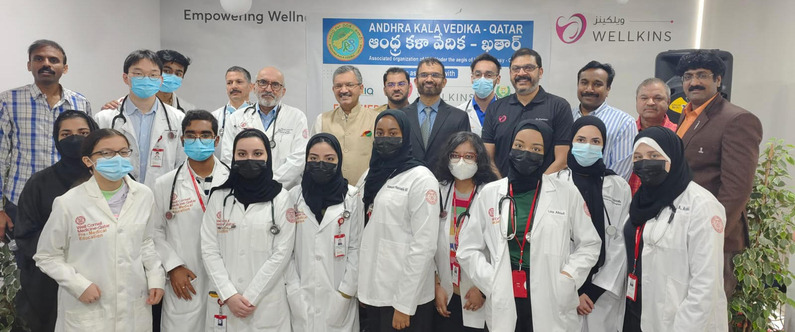 WCM-Q’s Dr. Mohamud Verjee and twelve students recently participated in a free medical camp for workers at Wellkins Medical Centre.