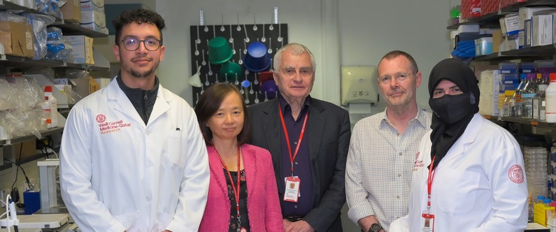 From left to right – Medical student Khalifa Bshesh, Dr. Hong Ding, Dr. Chris R. Triggle, Dr. Ross MacDonald, and Dr. Isra Marei