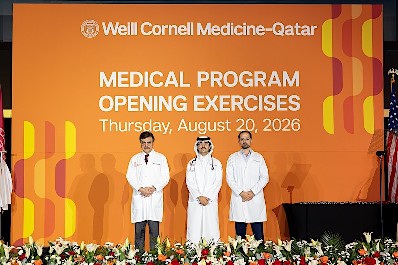 Medical student Abdulaziz Khalid Al-Hardan with Dr. Javaid Sheikh and Dr. Abdelkareem Alhyari.