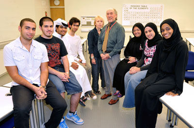 Golkowska and McKee with Foundation students Amro Wafi, Mohammed Haji, Hassan Al-Mana, Abdulrahman Al-Abdulmalek, Munera Al-Hitmi, Maryem Al Manaa, and Dalal Hussain. Also traveling but not pictured is Malaz Komi.