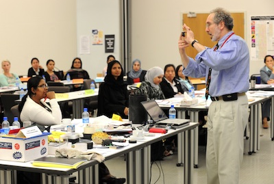 Demonstration of lab safety to attendants.