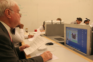 Dr. Dana Brooks takes a virtual tour of the brain using his pixelated brain computer program.