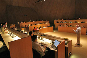 Students and faculty of WCMC-Q pack lecture hall three to hear Dr. Maas give his lecture on sleep.