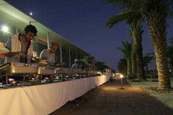 Following the sunset prayer, Iftar is served.