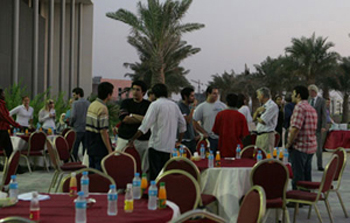Students, faculty and staff gather for a daily break of fast during the holy month of Ramadan.