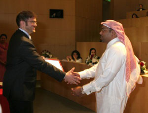 Imran Farooq (Class of 2009) thanks Dr. Khalid Al Bader for his work as a preceptor.