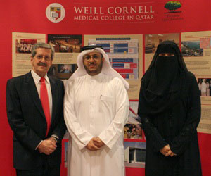 The ceremony was a proud occasion for Dr. Ibrahim Al Shaar, seen here with Dr. Alonso and medical student Sara Hassan.