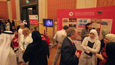 Dr. Hammoud and director of admissions, Lee Askin, fielding questions at the Doha Roadshow