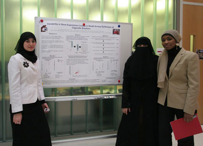 Zeinab Ammous, Sara Hassan and Aalia Al Barwani (pictured) carried out research work that may lead to new therapies for lung diseases.