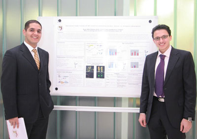 Jordanian medical students Qusai Saleh and Anas Ahmed present their work at the third Annual Medical Student Research Forum.