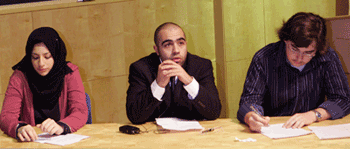 Speaking for the motion Nour Alhoda (Class of 2011), Hasan Al-Dailami (Class of 2010) and Grigori Ostrovski (Class of 2011)