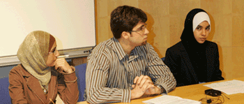 Speaking against the motion Sanabel Al Akias (Class of 2011), Mohammed-Ali Babi and Tasnim Khalife (Class of 2010).