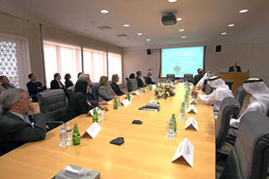 Representatives of the different universities in Education City listen to a presentation by a QNRF representative.