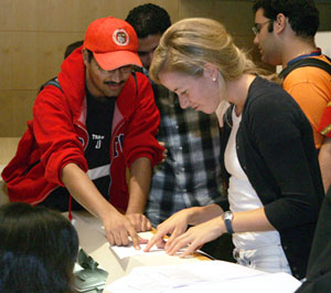 Interest in the pen pal program was 'overwhelming' said Rebecca Robbins, freshman student at Cornell in Ithaca, seen during her visit to WCMC-Q.