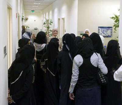 Admissions staff welcomed girls from Al Bayan school and introduced them to WCMC-Q’s on-line application system.