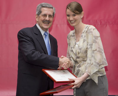 Sharon King, seen with Dean Alonso, won no fewer than eight awards for academic and clinical excellence, and for exemplifying the qualities of the